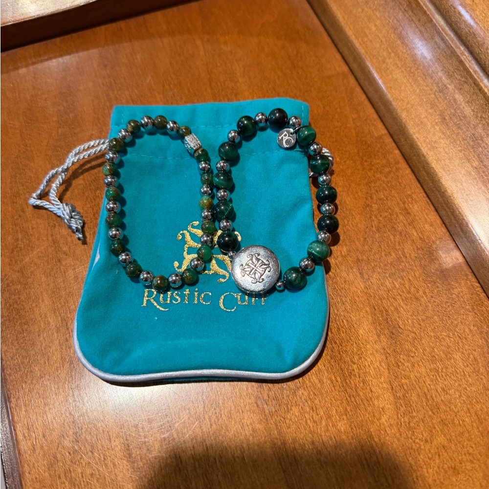 Rustic Cuff Green And Silver Bracelets - image 2